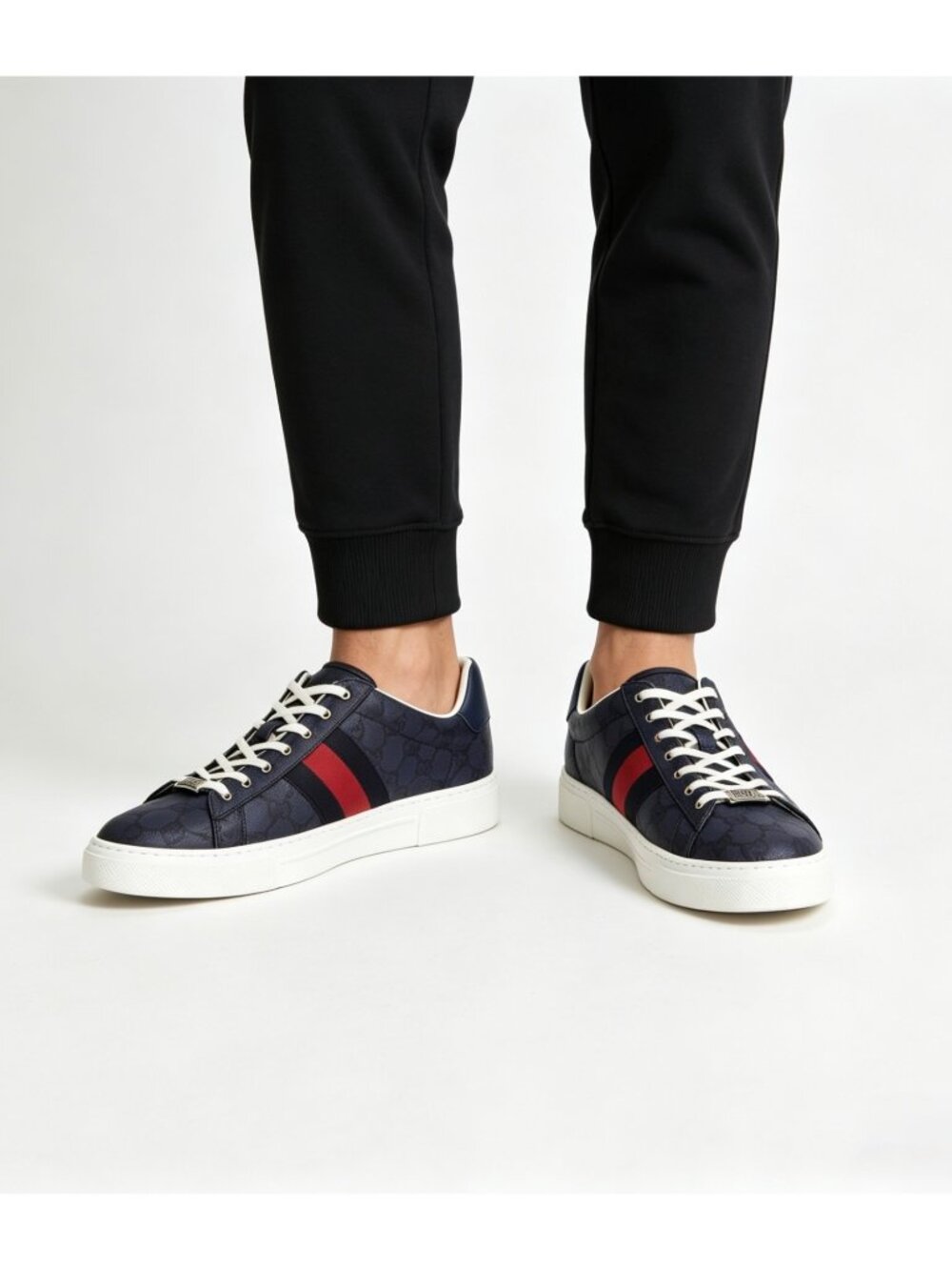 Gucci Men’s Ace GG Supreme Monogram Web Sneakers Dark Blue UK9.5 760775 - Picture 14 of 14